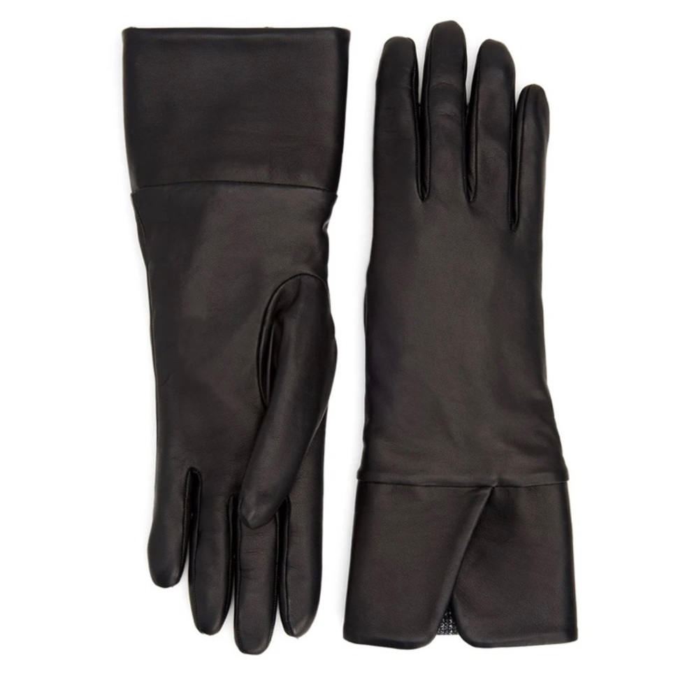 Brand new, never worn leather and fabric glove with a cashmere lining.